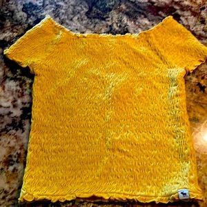 Child’s cropped shirt sleeve mustard yellow Abercrombie shirt